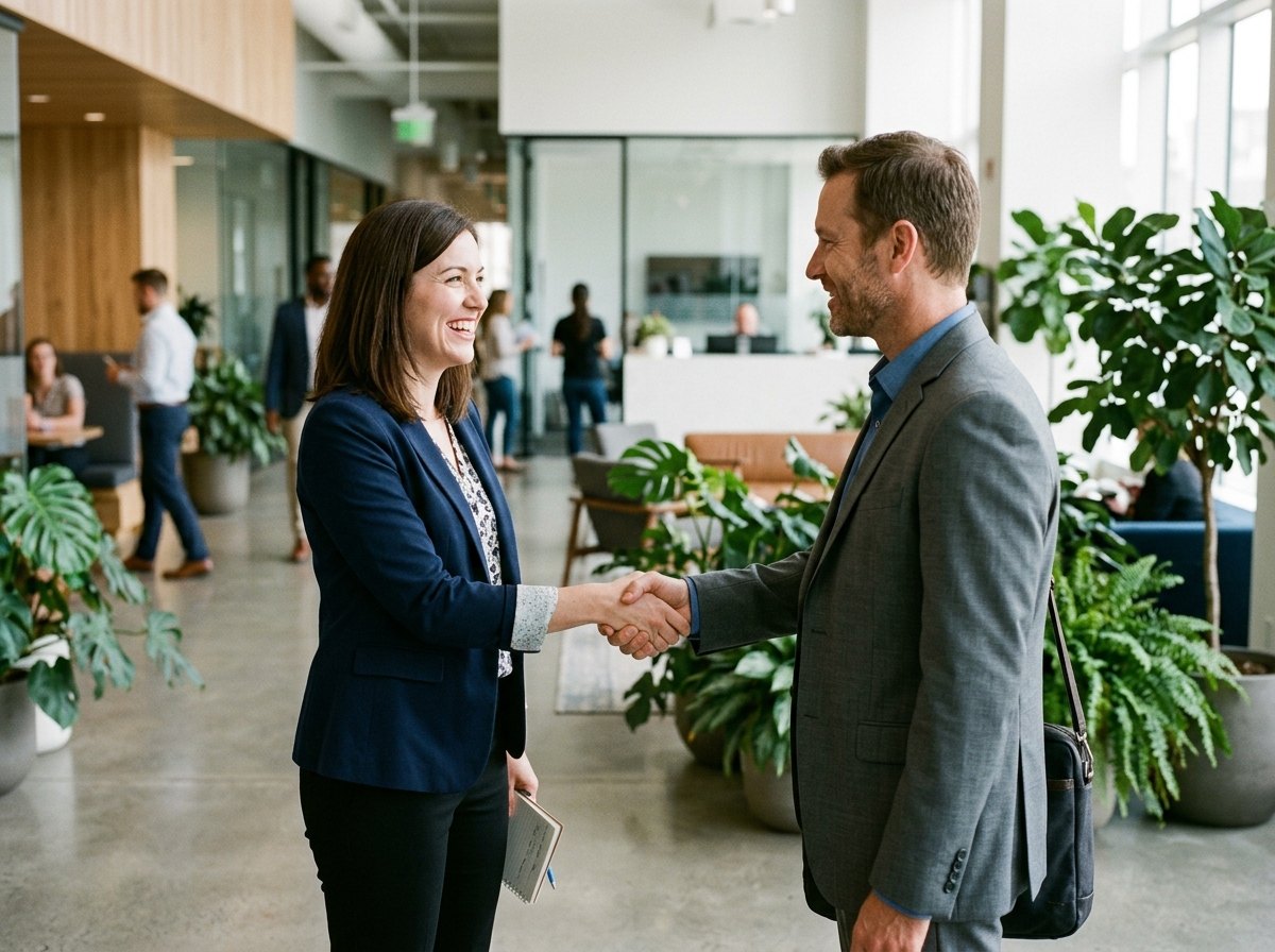 Recruiter shaking hands with a client